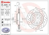 2 Stück BREMBO Bremsscheibe Gelocht HINTEN AUDI TT Q3 A3 S3 + VW GOLF 7 GTI PASSAT