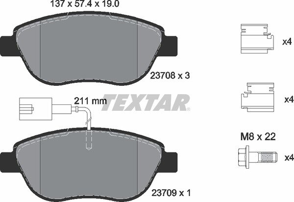 Textar epad Bremsbeläge Fiat Bravo Punto Stilo Lancia Delta Musa 2370881 vorne