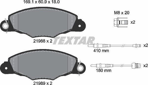 TEXTAR 2198804 Bremsbeläge PEUGEOT 206 Schrägheck (2A/C) 2.0 S16 VORNE