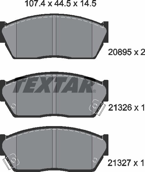 TEXTAR 2089502 Bremsbeläge VORNE HONDA CIVIC I 1 , CIVIC III 3 + CRX I (AF, AS)