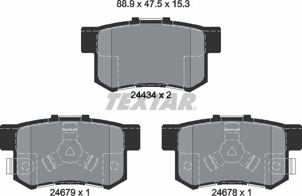 TEXTAR 2443402 Bremsbeläge HONDA ACCORD VIII 8 (CU) Tourer (CW) CR-V V 5 HINTEN