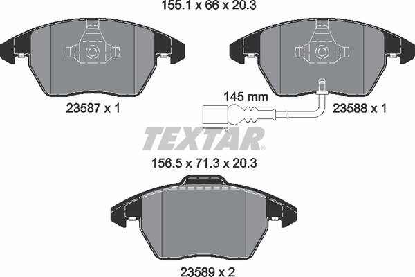 TEXTAR 2358701 Bremsbeläge + WAKO AUDI A1 A3 SEAT IBIZA TOLEDO LEON ALTEA VORNE