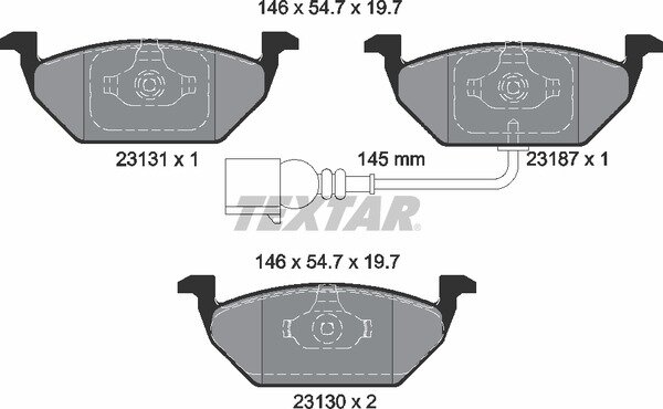 TEXTAR 2313101 Bremsbeläge +Wako AUDI A2 A3 + SEAT ALTEA + XL LEON TOLEDO VORNE