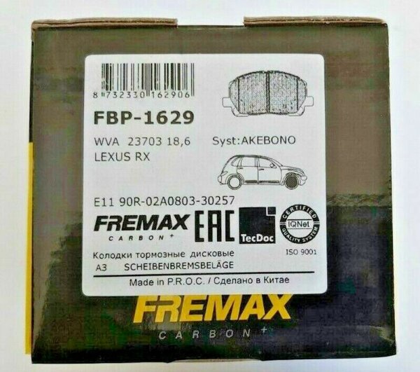 FREMAX FBP1629 Bremsbeläge für LEXUS RX 300 AWD (MCU15) VORNE