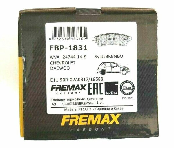 FREMAX FBP1831 Bremsbeläge für CHEVROLET EPICA (KL1_) HINTEN