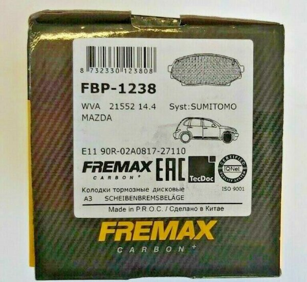 FREMAX FBP1238 Bremsbeläge für MAZDA MX-5 I (NA) 1.6 + ISUZU IMPULSE 1,6 VORNE