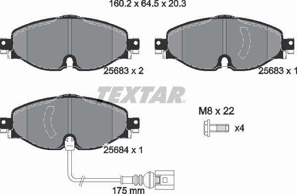 TEXTAR Bremsbeläge VORNE VW GOLF 7 PASSAT 3G B8 TIGUAN TOURAN 5T ARTEON T-ROC