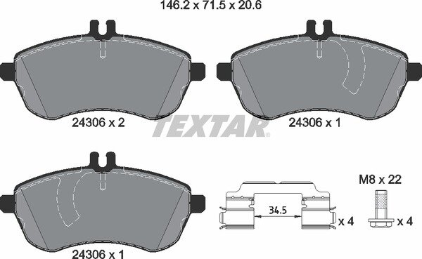 TEXTAR Bremsbeläge  Mercedes Benz C- E Klasse W204 W212 SLC SLK R172 VORNE