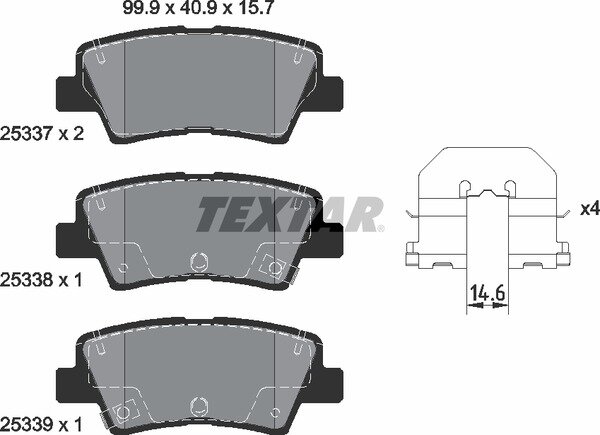 TEXTAR Bremsbeläge HINTEN HYUNDAI ACCENT ELANTRA i20 i30 i40 KIA OPTIMA SPORTAG