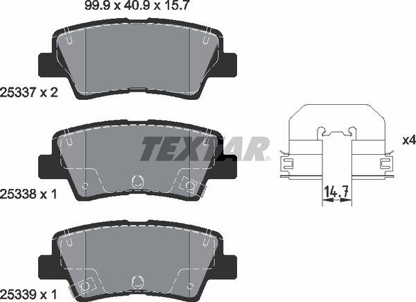 TEXTAR Bremsbeläge HINTEN HYUNDAI ELANTRA i10 i30 SOLARIS + KIA CARENS SOUL II