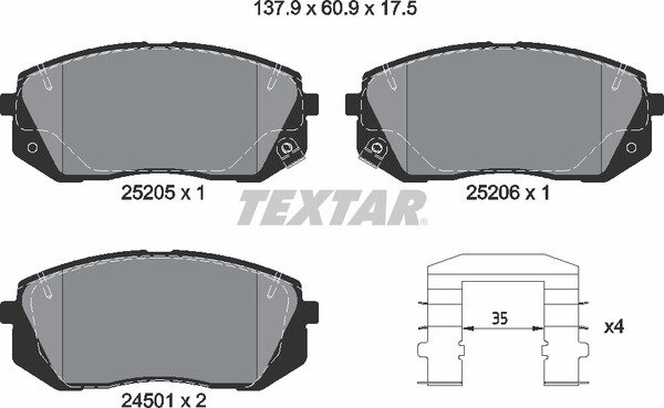 TEXTAR Bremsbeläge VORNE KIA SPORTAGE SOUL OPTIMA HYUNDAI ix35 SONATA i40 TUCSON