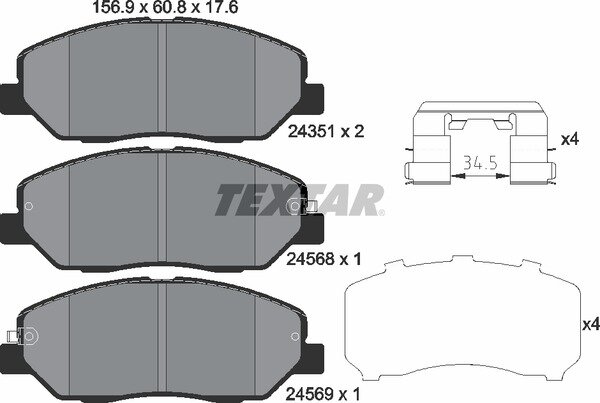 TEXTAR Bremsbeläge VORNE HYUNDAI SANTA FE GENESIS + KIA SORENTO II + SSANGYONG