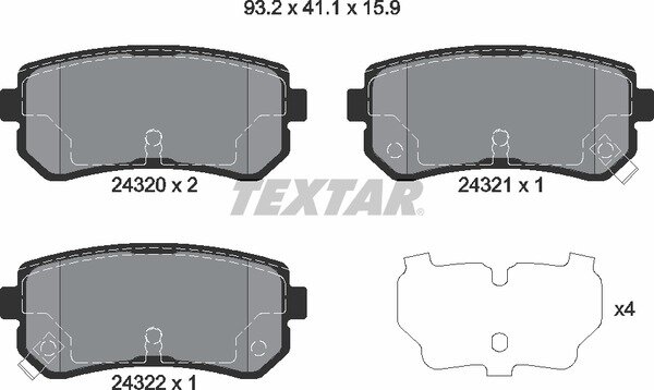 TEXTAR Bremsbeläge HINTEN HYUNDAI ACCENT i20 i30 + KIA SPORTAGE RIO II (JB) CEED