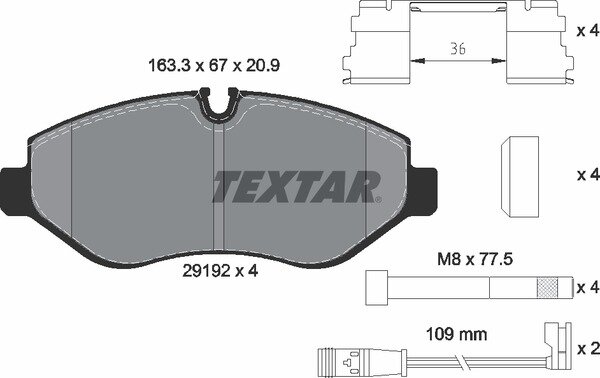 TEXTAR Bremsbeläge VORNE MERCEDES-BENZ SPRINTER 906 VITO VIANO W447 VW CRAFTER