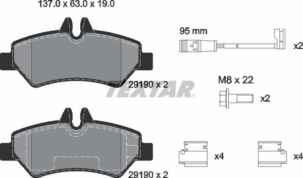 TEXTAR Bremsbeläge HINTEN MERCEDES-BENZ SPRINTER 906 + VW CRAFTER 30-35/50 2E/F