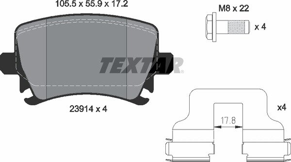 TEXTAR Bremsbeläge HINTEN VW CADDY GOLF 5 / 6 PASSAT TOURAN AUDI A3 A4 A6 SKODA