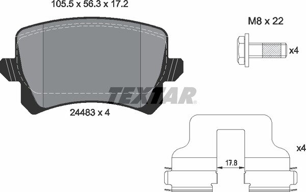 TEXTAR 2448301 Bremsbeläge HINTEN AUDI Q3 (8UB, 8UG) + SEAT ALHAMBRA (710, 711)