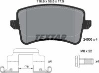 TEXTAR 2460602 Bremsbeläge HINTEN für AUDI A4...