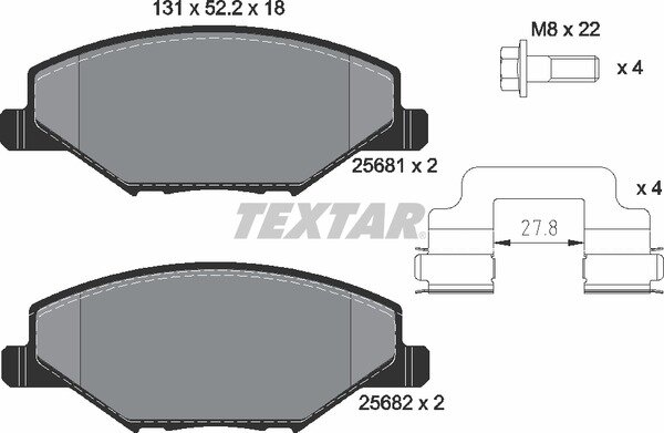 TEXTAR 2568101 Bremsbeläge VORNE SKODA FABIA II 2 252 / III 3 + RAPID (NH3)