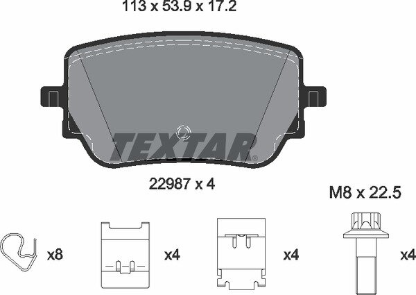 TEXTAR Bremsbeläge HINTEN MERCEDES-BENZ A / B KLASSE W177 V177 W247 CLA C118 GLA