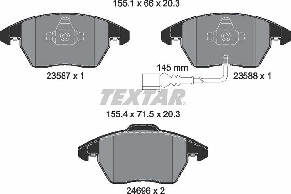 TEXTAR Bremsbeläge VORNE AUDI A1 A3 TT + VW GOLF 5 6 7 PASSAT TOURAN SKODA SEAT