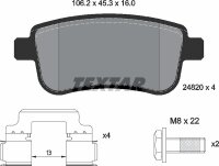 TEXTAR Bremsbeläge HINTEN RENAULT MEGANE + GRAND /...