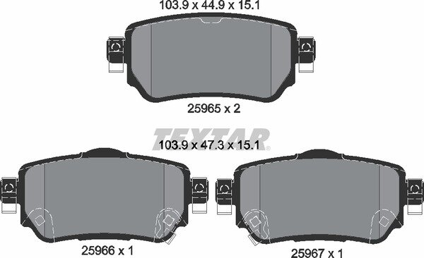 TEXTAR Bremsbeläge HINTEN für NISSAN LEAF QASHQAI  X-TRAIL RENAULT KADJAR KOLEOS