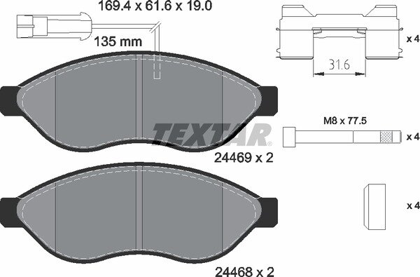 TEXTAR Bremsbeläge VORNE CITROEN JUMPER + FIAT DUCATO + PEUGEOT BOXER BUS KASTEN