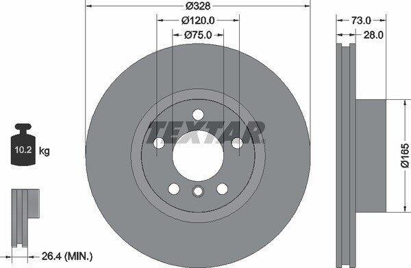 TEXTAR Bremsscheibe VORNE für BMW X3 F25 + X4 F26 s/xDrive18-35i/d Ø328mm