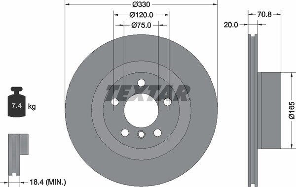 TEXTAR Bremsscheibe HINTEN BMW X3 F25 + X4 F26 sDrive + xDrive 330mm