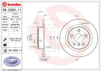 BREMBO Bremsscheibe HINTEN BMW F40 F44 F45 F46 X1 F48 X2 F39 i3 MINI F54 F60