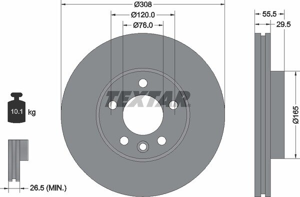 TEXTAR Bremsscheibe VORNE VW TOUAREG TRANSPORTER T5 / T6 MULTIVAN CALIFORNIA